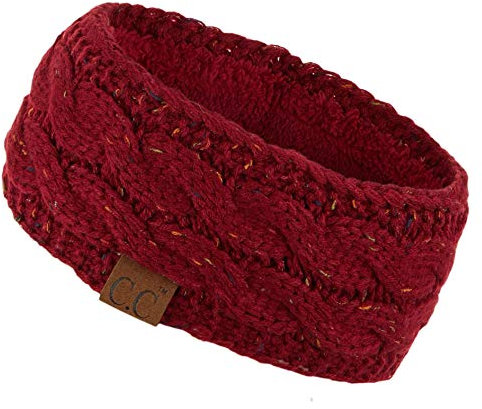 C.C Winter-Stirnband / Ohrwärmer (HW-20) (HW-33) mit Fleece-Futter, dick, gestrickt, Einheitsgröße, Rot