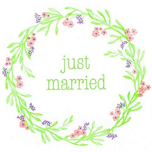 20 Servietten Just Married im Kranz als Tischdeko mit Kranz für die Hochzeit 33x33cm