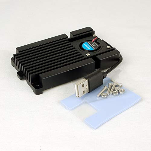 DSLRKIT Aluminium Kühlkörper leise Turbo Gebläse Lüfter Kühler Basis (USB Cooling Fan Interface) für Raspberry Pi 4B 3B 3Bplus