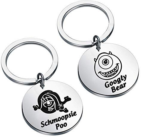 FAADBUK Schlüsselanhänger für Paare, vom Film inspiriertes Geschenk, Googly Bear & Schmoopsie Poo, Valentinstagsgeschenk für sie und ihn, silber, Small