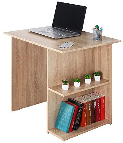 RICOO Schreibtisch klein 82 x 76 x 60 cm Eiche WM089-ES Sonoma braun – Bürotisch Sekretär