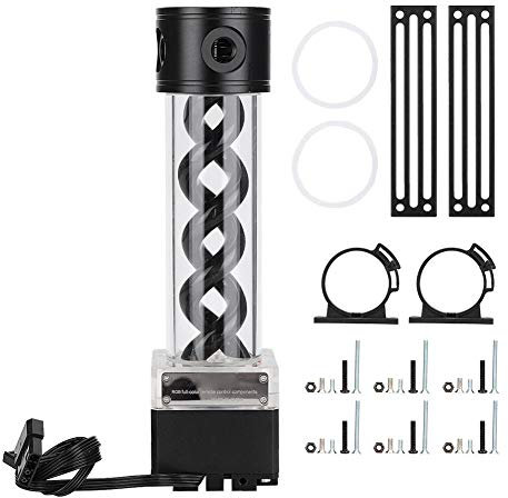 VBESTLIFE Tanque de Bomba de enfriamiento de Agua para PC, PUB-FS6MB-24 800L / H Tanque de Bomba de enfriamiento de Agua Ánodo de Aluminio 4 Metros de Cabeza(Negro)