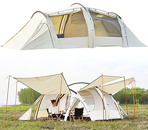 Zelt für 5-8 Personen Tunnelzelt Campingzelt, Familienzelt mit 2 Dunklen Schlafkabinen, Eingenähter Zeltboden, Große Schlafkabinen, Wasserfest, 5000 Mm Wassersäule, Campingzelt,Cotton style