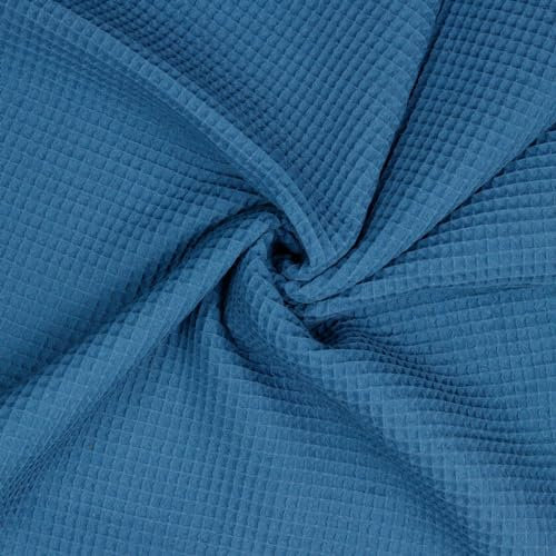 VmG-Store Waffelpique Meterware 25 Farben Waffel Stoff 100% Baumwollstoff Tex 100 (036 I Jeans, 200 x 150cm)
