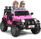 GOPLUS 2-Sitz Kinder Elektroauto, 12V Batteriebetriebener Elektro-LKW mit 2,4 GHz Fernbedienung&LED-Lichte&Musik&Stoßdämpfungfederaufhängung, Verstellbaren Geschwindigkeiten, Langsamer Start (Rosa)