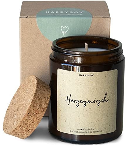 Geschenk Danke sagen Duftkerze im Glas mit Spruch aus Soja - natürlich handgemacht, nachhaltig - persönliche schöne Geschenk-idee, Dankeschön Herzensmensch