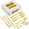 STACKABLES ~ 120 Piece Poloished Gold Plastic Cutlery Set ~ Spoons Forks & Knives 40 of Each ~ Elegant Hard Plastic Silverware ~ Reusable Combo Plastic Flatware for Weddings Parties & Events