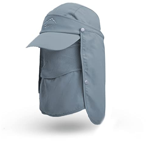 VanderHOME Sommer Cap mit Nackenschutz Herren Outdoor UV Schutz, Sonnenschutz Cap mit Abnehmbarer Maske Schnell Trocken, Atmungsaktiv Faltbar Sonnenhut Herren Damen für Reiten Trekking