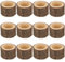 SUMNACON 12 Stück Teelichthalter Holz Votivkerzenhalter Kerzenleuchter Kerzenhalter Kerzenständer Dekoration für Tisch Hochzeit Weihnachtsfeier Valentinstag Heimdekoration(4CM,Braun)