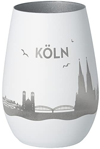 Goodtimes Windlicht Skyline Köln Weiß & Silber