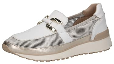 CAPRICE Damen Slipper mit Plateau Sportlich, Weiß (White/Lt Gold), 37 EU