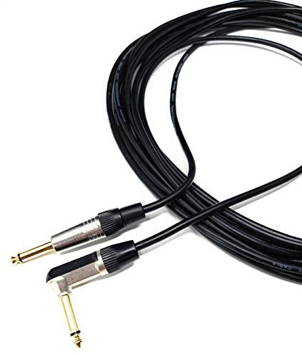 DRUT 8m 6.35mm 1/4'' Right Angle MONO Male to Male Jack Cable Compatible with Guitar/Amp/Speaker Low Noise Lead Gold Connectors 26ft