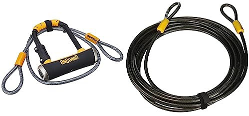 OnGuard Pitbull Mini DT-8008 Bike Lock, Keyed Shackle Locks, High Security & Reliable, Lock with Co-Moulded Crossbar & Akita-8043 Looped Cable - Black, 22.0 x 1.0 cm