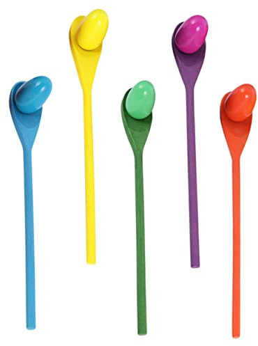Toyvian 5 Sets Wooden Spoon Toss Egg Relay Race Easter Egg and Spoon Race Kids Training Toy Relay Race Game Outdoor Balance Game Motor Skills Toy Toys for Infant Lawn Child Halloween