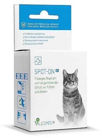 Valetumed Spot on EC, Größe S (Katze 1-4 kg), Pipette 3 x 0,7 ml, Repellent zum Auftragen auf die Haut gegen Flöhe und Zecken mit bis zu 12 Wochen Langzeitwirkung