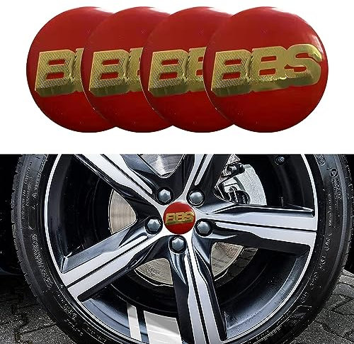 VeroCh 4 Stück 45MM Auto Center Nabenkappen Aufkleber,Für BBS,ABS Emblem Aufkleber Wasserdicht Staubdicht Ersetzbar Radnabenabdeckung,B