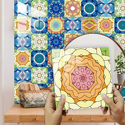 Fliesenaufkleber Gras Grün Gelb Küchenrückwand Selbstklebend PVC Klebefliesen Wasserdicht Fliesenaufkleber Bad Küche Verdickung Fliesenfolie Dauerhaft Mosaikfliesen 10x10cm/10 Pcs