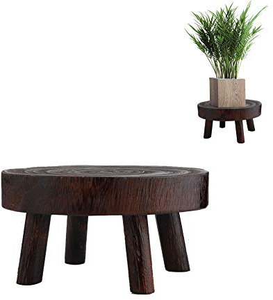 Soporte de madera para macetas, soporte para plantas de interior, soportes de exhibición de madera maciza para macetas de jardín, soporte redondo para sala de estar, entrada, interior/exterior