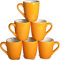 superyes Large Ceramic Mugs-Set of 6, 12oz(360ml) Barrel Tfor Cappuccino Latte, Easy-Grip Handle, Lemon Yellow Glazed, White Interior