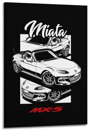 QLLS JDM Auto-Poster für Mazda MX5 Sportwagen, Rennwagen, dekorative Leinwand, Familienschlafzimmer, Kunstwerk, Bild, Gemälde, 20 x 30 cm