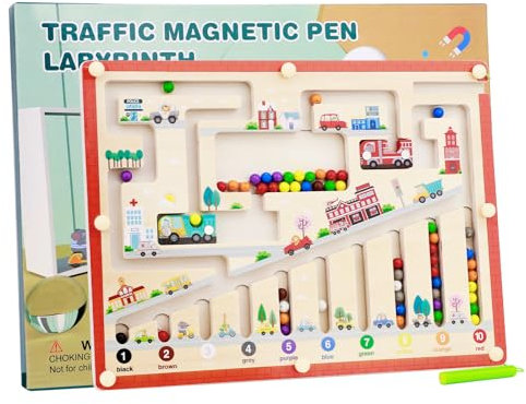 MYLONGINGCHARM Magnetspiel Kinder, Magnetspiel Labyrinth Spielzeug-Zahlen Farben Lernen Sortierspiel Montessori Spielzeug für Kinder ab2 3 4 5 6 Jahren