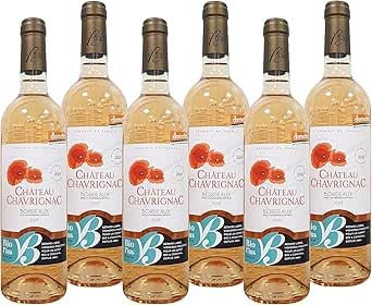 Château Chavrignac – Grand Vin Rosé de Bordeaux AOC Bio–Cultivé en Biodynamie - Vin Rosé cuvée 2023 - Assemblage de Cépages Locaux - Pack de 6 Bouteilles de 75cl