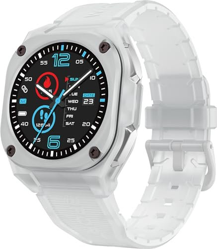 Smartwatch Herren Damen mit Telefonfunktion 1.28 AMOLED Touchscreen Eckige Fitnessuhr Blutdruckmesser Herzfrequenz Schlafmonitor IP68 Wasserdicht Schrittzähler Militär Sportuhr für iOS Android