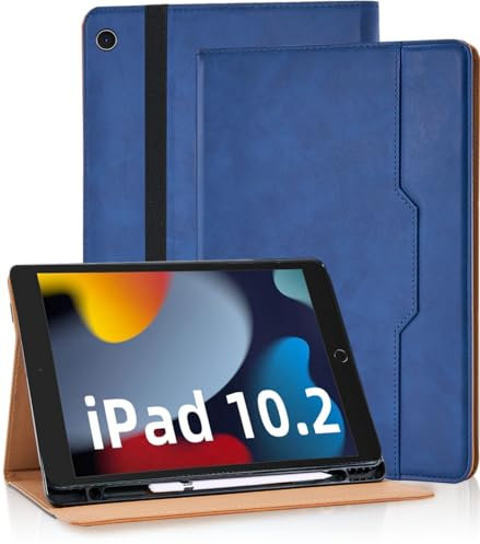 Vkooer Custodia per iPad 10.2 pollici 9/8/7 Generazione - iPad Air 3/Pro 10,5 Cover Protettiva Pelle PU con Auto Svegliati/Sonno e Supporto Funzione Flip Tasca Case - Blu