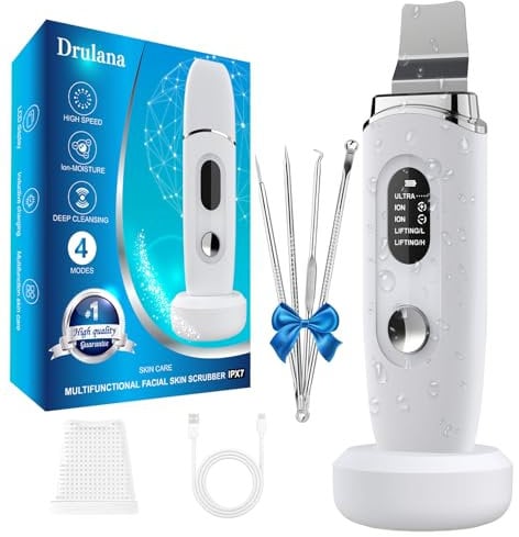 Espátula facial exfoliante facial para eliminar puntos negros con 4 modos, pantalla LCD, resistente al agua