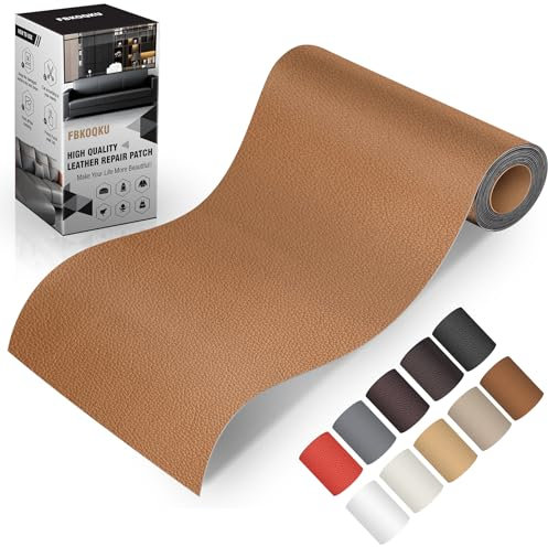 Leder Kunstleder Selbstklebend, 10 x 200cm Reparatur Set, Kit für Möbel, Sofa, Autositze, Taschen, Renovierung (Hellbraun)