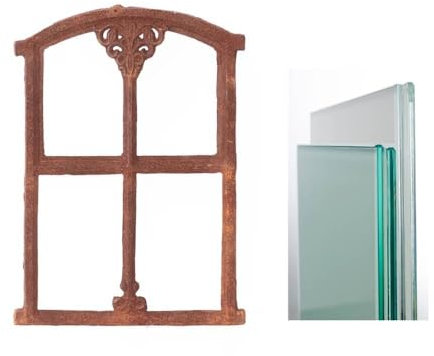 Antikas - Eisenfenster mit Glas Set, passgenau