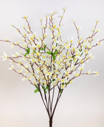 Forsythienbusch 65cm weiß ZF Kunstblumen künstliche Forsythie Goldflieder Goldglöckchen Blumen