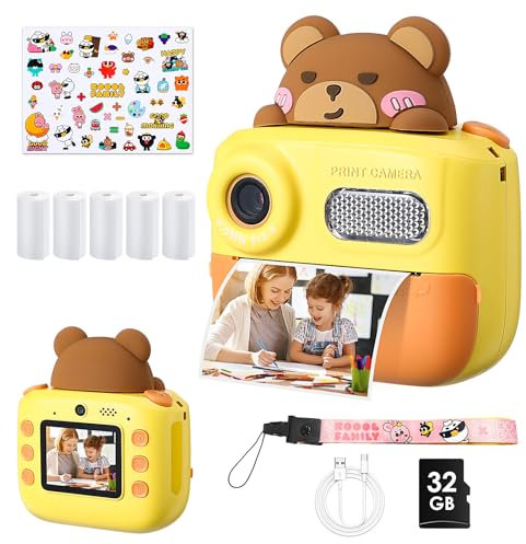 Fotocamera per bambini Stampa istantanea Weslery Fotocamera digitale per bambini Giocattolo per fotocamera con stampa istantanea con scheda 32G 5 rotoli carta fotografica 6 penne a colori