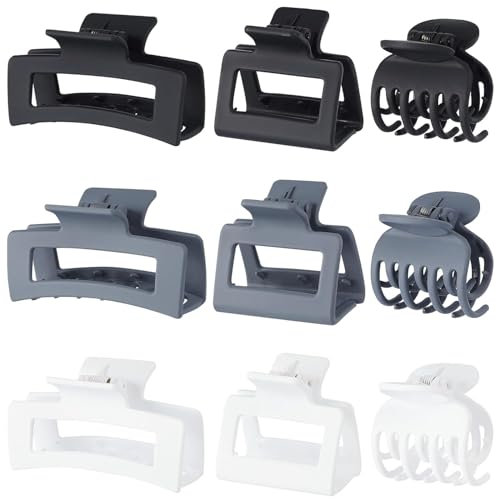 Pinzas para el Cabello de 3 Estilos, 9 Medianas para Mujer - Rectangulares para Cabello Grueso, Cuadradas para Fino - Accesorios (C1) (C3)