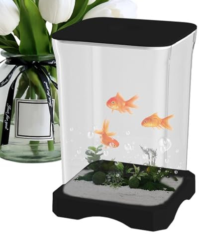 Betta Fish Tank - HD Betta Aquarium with LED Light, Fish Bowl Ornamental, Small Aquarium for Kitchen, Study Room, Living Room, Bedroom