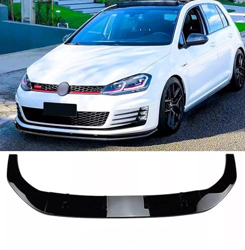 For Auto Perfectionists UK Front Spoiler Compatible With VW Golf MK7 MK7.5 R GTD GTI TSI TDI 2013-2020 ABS Gloss Black