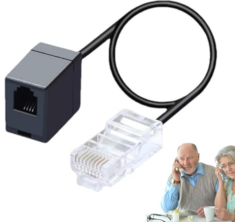 GTFYUDGH Adattatore da telefono a Ethernet, da RJ11 a RJ45 - Cavo convertitore potente da RJ45 a RJ11 da 14 pollici,Adattatore per linee telefoniche, cavo connettore telefonico, da 8P4C a 6P4C per