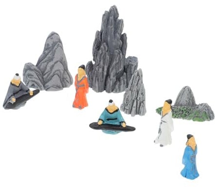 Milisten Miniatur Figuren Set 9 Stück Resin Chinesische Poeten Musiker Für Bonsai Landschaft Zen Garten Dekoration Mini Garten Zubehör