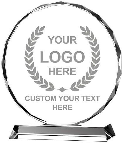 Emoragifou Kristall-Trophäe mit Gravur Wunschtext und Sportemblem nach freier Auswahl - Pokal Personalisiert für Mitarbeiterehrungen & Firmen-Jubiläen & Persönliche Meilensteine & Sport