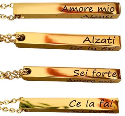 Generico Collana Unisex Personalizzabile con Incisione – Ciondolo Rettangolare in Acciaio Inossidabile – Frasi Motivazionali o Testo a Scelta – Colori Oro, Argento, Oro Rosa, Nero (Oro)
