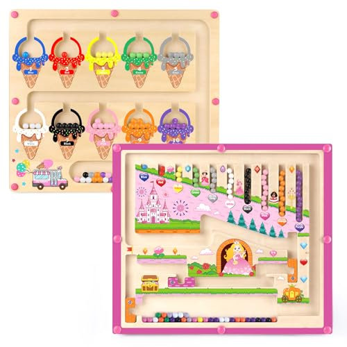 Geschenke für Mädchen Spielzeug 2 in 1 Montessori magnetische Farbe und Zahl Labyrinth für 3 4 5 Jahre Alten Jungen Mädchen Farbe Sortieren für Kleinkinder Feinmotorik Holz magnetische Puzzles