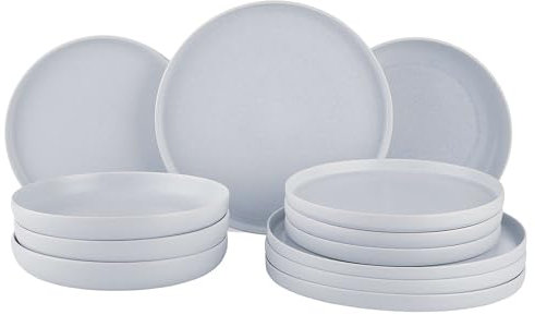 BUTLERS Geschirrset 4 Personen Tellerset CASA NOVA Steinzeug Geschirr Set 12-tlg. Tafelservice | Kuchenteller Speiseteller Pastateller | reaktive Glasur, Mikrowellen- & spülmaschinenfest