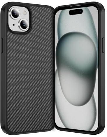 IMEIKONST Phone Case for iPhone 14, Carbon Fiber + TPU Bumper Skin-Friendly Magnetic Lightweight Shell, Wear Resistant Anti-Slip Anti-Scratch Shockproof Cover for iPhone 14. Black TXW
