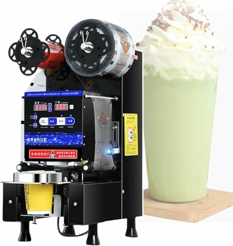 Cup Sealing Machine，Screen display electric cup sealer, desktop commercial paper cup sealer, plastic cup film sealer(Black,110V)