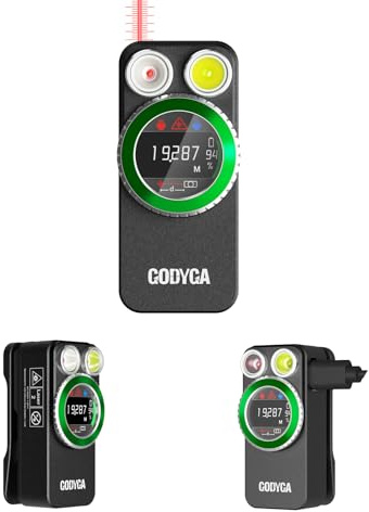 Godyga TorchEye RD Smarte Mini Taschenlampe mit Laser-Entfernungsmesser, 650 LM weißes & Rotes Licht, Display für Akkustand & Restlaufzeit, USB-C, Magnetfuß für Notfälle, Messungen in Innenräumen