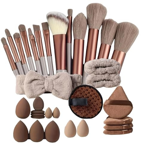 Pinselset Makeup 33 Stück Make Up Pinsel Set Foundation Make Up Pinsel Kit Augenpinsel Puderpinsel Lidschatten Blush Schminkpinsel Sets Mit Schwamme Für Puder Und Concealer