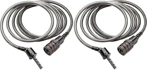 Kryptonite Keeper 512 Combo Bike Lock, 4ft. x 5mm Braided Steel Cable Anti-Theft Security Cable Lock with 4-Digit Combination for Outdoor Equipment, Bicycles, Scooters, Fence, Gate (Pack of 2)