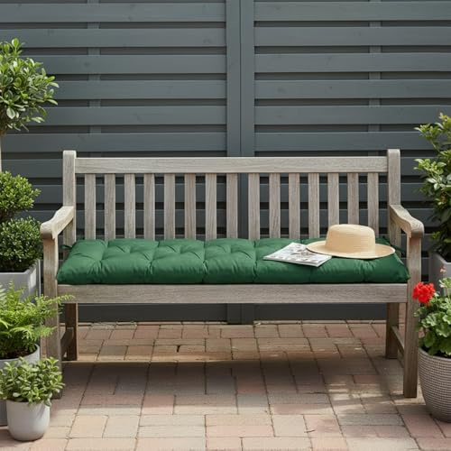 Ventouse Bankauflage Outdoor für Gartenbank Hollywoodschaukel: 120x50x8cm Wasserdicht Sitzkissen Bank mit Rutschfesten Gartensofakissen für Indoor & Outdoor Patio (Dunkelgrün, 120x50x8cm)