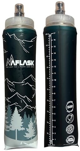 MAFLASK® Gourdes Souples 500 ml – Lot de 2 Soft Flasks Diamètre 42 mm Sans BPA, Ultra-Légères, Valve Anti-Fuite, Bouteilles d’Eau Sport pour Running, Trail, Randonnée & Vélo (WINTER EDITION)