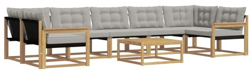 vidaXL Outdoor-Sofagarnitur 8 pcs Weiß und Hellgrau 79 x 79 x 37 cm, Moderne Garten-Sofaset, wetterfeste Möbel, schicke Kollektion, bequemes Loungesofa für die Terrasse